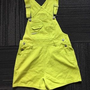No Boundaries Neon Green Overall Shorts